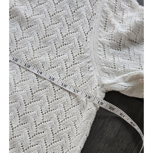 Susan Graver Cream Shimmer Open Front Knit Cardigan Sweater Women's Size XSmall - Picture 3 of 6